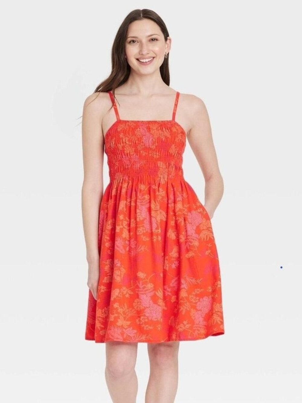 Universal Thread NWT Linen Rayon Blend Vibrant Floral Smocked Sundress Small